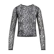 Sort Leopard Devore Top