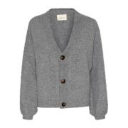 Strik Cardigan Asfalt Melange Stilfuld