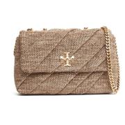 Beige Draperet Raffia Skuldertaske