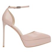 Kvinders Beige Platform Pumps med Ankelrem ER00115853