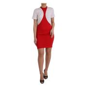 Rød Nylon Stretch Bodycon Mini Kjole