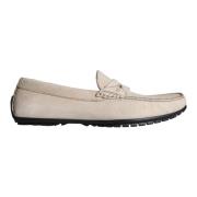 Beige Læder Slip Mokkasin Loafers Sko