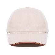 Beige Baseball Hat med Rund Skygge