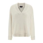 Hvid V-hals Sweater