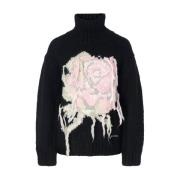 Grafisk Uld Håndstrik Sweater