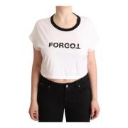 Hvid Forgot Print Crop T-shirt