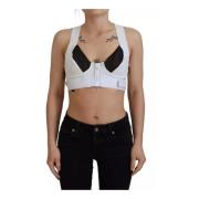 Hvid Cropped Bustier Top med Lynlås