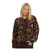 Leopard Print Blazer med knaplukning