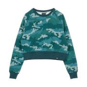 Camo Green Cropped Crew Neck Sweatshirt