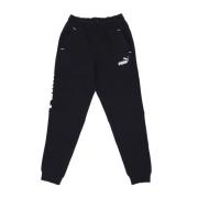 Sort Fleece Sweatpants Elastisk Talje