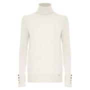 Strikket polo hals jumper med metal knapper