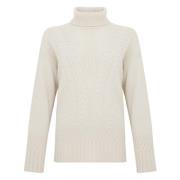 Hvid Turtleneck Uld Kashmir Sweater