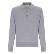 Langærmet poloshirt i cashmere uldblanding