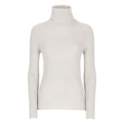 Beige Turtleneck Sweater med Lurex-detaljer