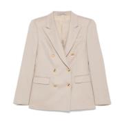 Beige Uld Blazer Jakke