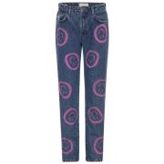 Smile Print Skinny Blue Jeans