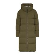 Lang Puffer Parka i Mørkegrøn