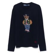 Navy Blue Polo Bear Striktrøje