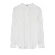 Hvid Bluse med Smock Manchetter