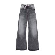 Grå Wide Leg Jeans Medium Rise