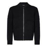 Sort Strikket Zip-Up Cardigan AW24