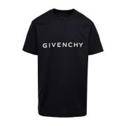 Sort Crewneck T-shirt med Logo Print