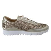 Antikguld Glitter Læder Sneakers