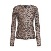 Mesh LS T-shirt med Leopard Heart