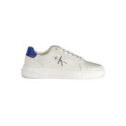 Hvide polyester sneakers med snørebånd, tryk, kontrastdetaljer, logo