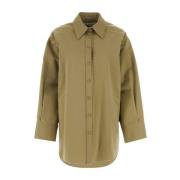 Oversize Khaki Poplin Skjorte