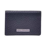 Card holder in black tumbled leather