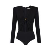 Sort Jersey Bodysuit med Cut-Out