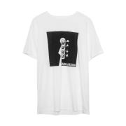 Hvid Guitar Print T-Shirt