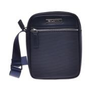 Crossbody bag in blue calfskin and nylon