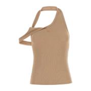 Stretch bomuld tanktop i kamel