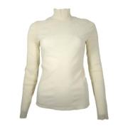 Velour Mesh Turtleneck Sweater Ivory