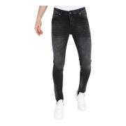 Sorte Slim Fit Stræk Jeans med huller til mænd