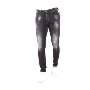 Slim Fit Jeans Med Frynseeffekt - D&C-014