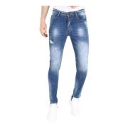 Slim Fit Jeans med splatter til mænd