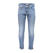 Slim Tapered Vaskede Jeans med Broderi