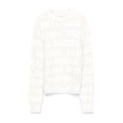 Hvid Uldblanding Jacquard Sweater