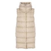 Quiltet Beige Vest med Hætte