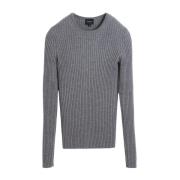 Grå Merinoulds Ribstrikket Sweater