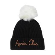 Sort Pom Pom Cashmere Hat