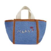 Macramé Strik Tote Taske med Broderet Logo