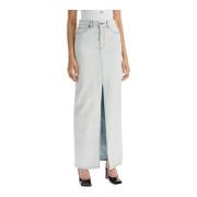 Denim Maxi Nederdel med Fem Lommer