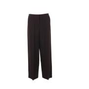 Straight Leg Wool Trousers in Aubergine