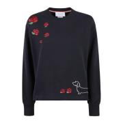 Broderet Crew Neck Sweatshirt i Bomuld