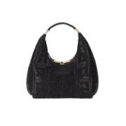 Sort Jacquard Hobo Taske