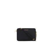 Sort Crossbody Taske med Guld Accents